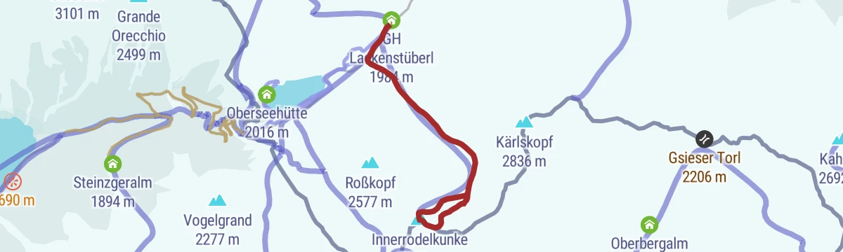Route map: Skitour Innerrodelkunke 2.730m